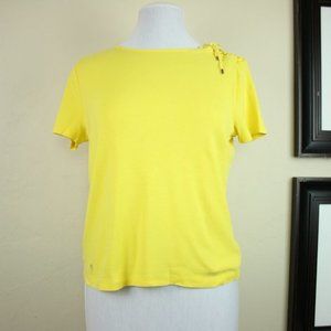 Lauren Ralph Lauren Yellow Tie Shoulder Tee Shirt